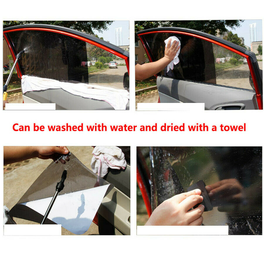 4 Pcs 42x38cm Washable Reusable Car Window Sun Shade Cover Static Cling Screen