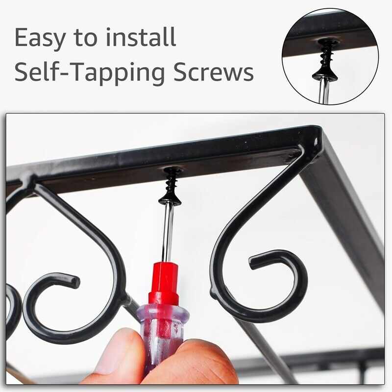 Black Wine Glass Rack Holder Metal Under Cabinet Stemware Wine Glasses StorageK1