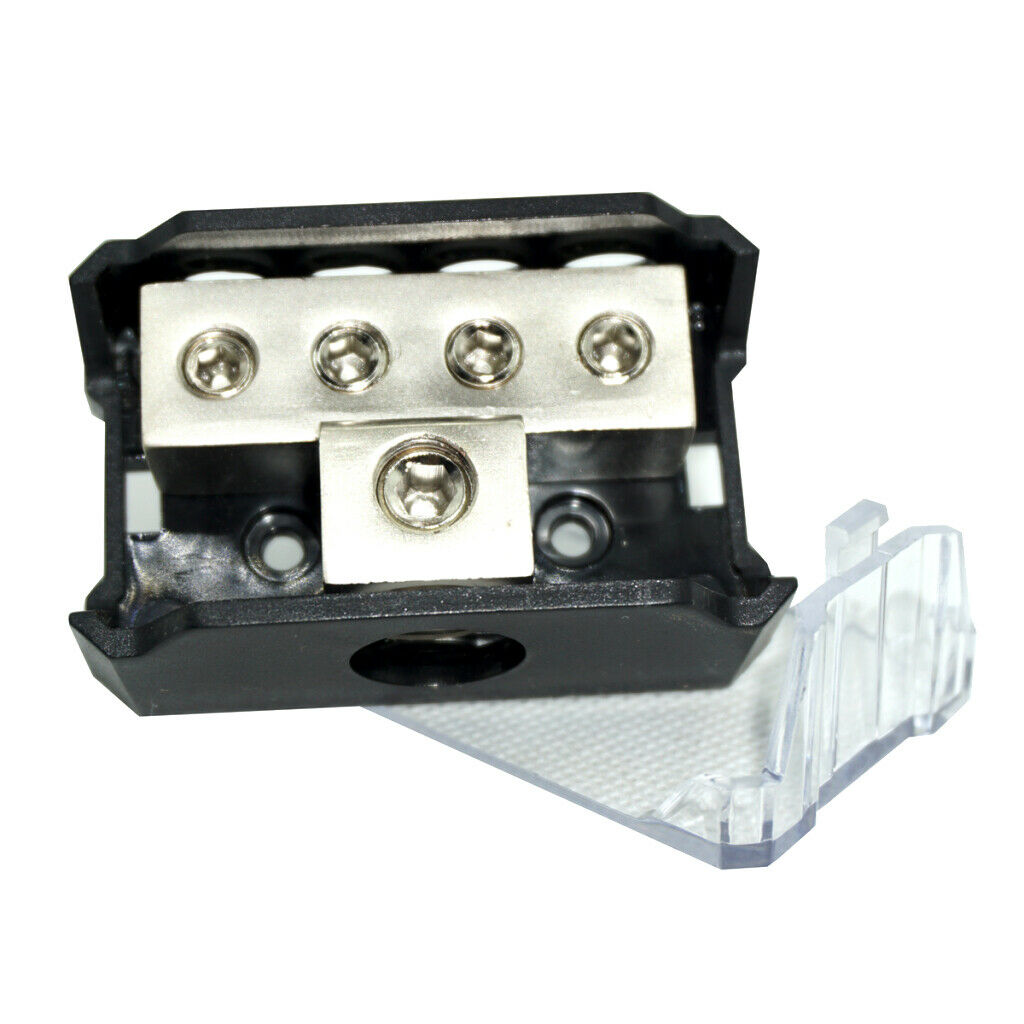 4-Way 0GA to 4GA Power/Ground Wire Distribution Block for Audio Amp Systems