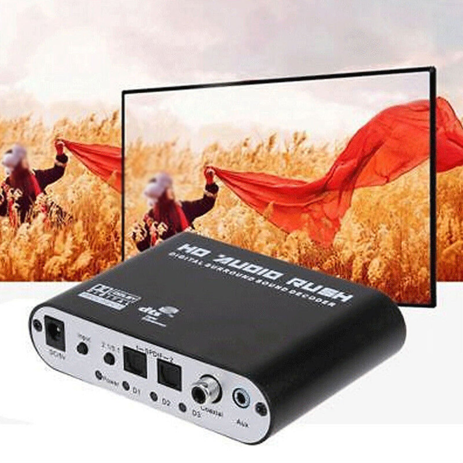 Audio 5.1CH AC3 DTS Digital Sound Decoder Optical SPDIF Coaxial to 6RCA w/Cable