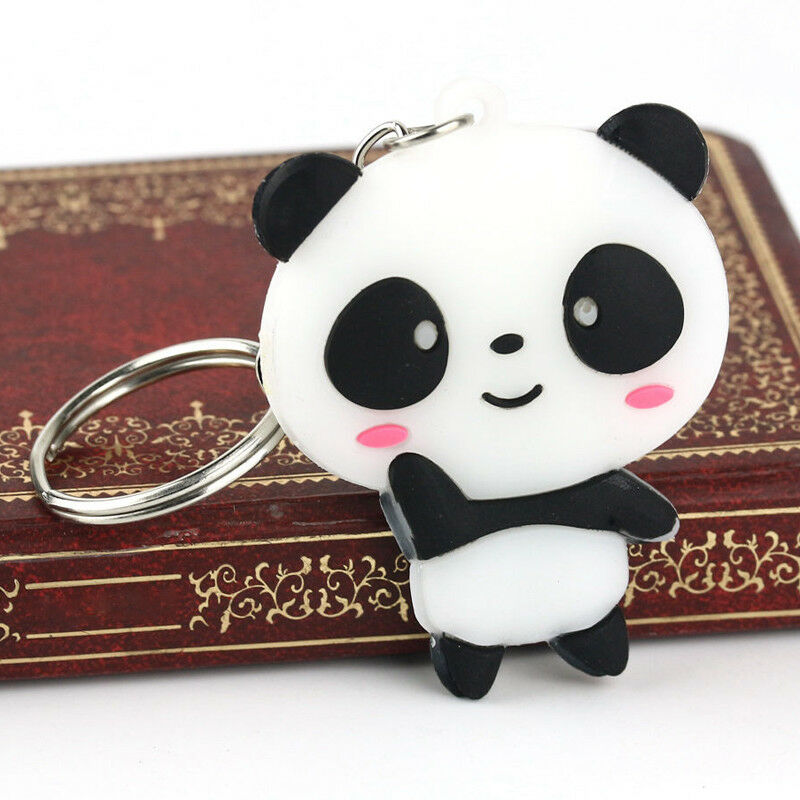 1x Key Ring Keychain Silicone Cartoon Panda Cute Pendant Bag Car Chain Keyring