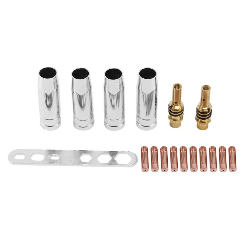 17Pcs/Set 15Ak Mig/Mag Welding Nozzle Contact Tips 0.8X25Mm M6 Gas Connector HV4