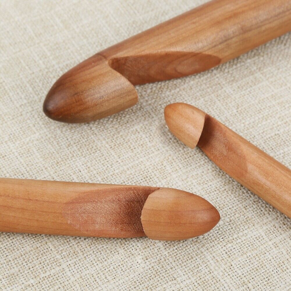 Crochet Hooks Wooden Bamboo Needles 15/20CM 3-25mm 15pcs/set Yarn Knitting Hooks