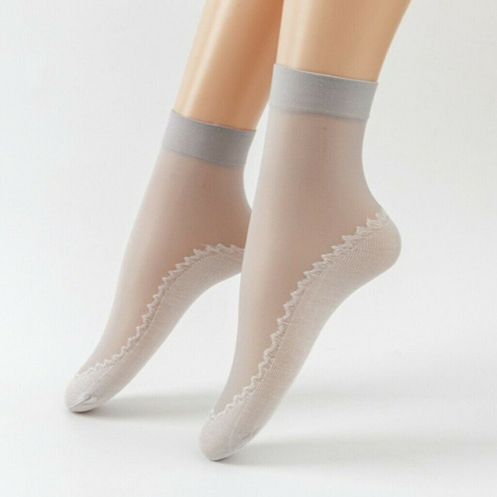 40x Women's Nylon Silk Summer Socks Anti-Slip Short Crew Socks Breathable