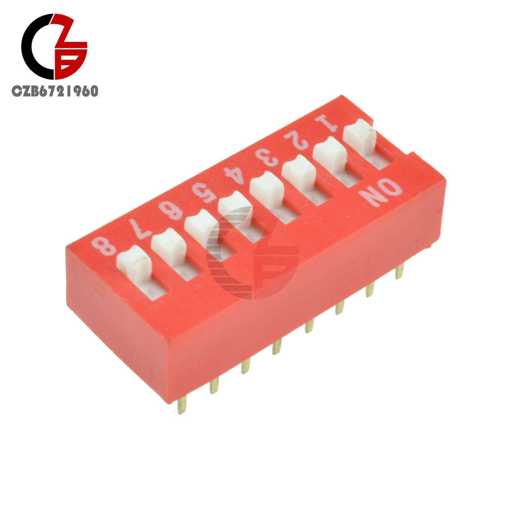 10PCS Red 2.54mm Pitch 8-Bit 8-Positions Way Slide Type DIP Switch Module NEW