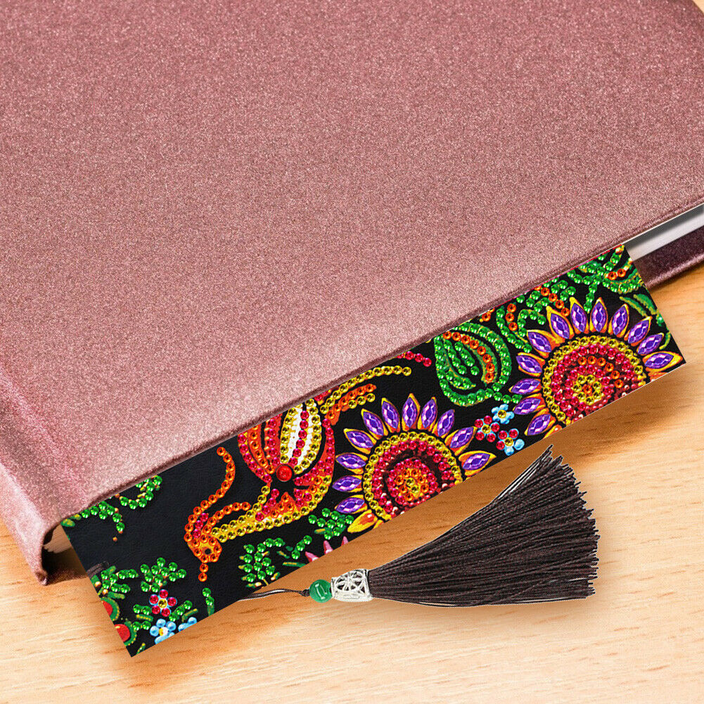 2pcs Diamond Painting Bookmark DIY Peacock Cross Stitch Leather Book Marks @