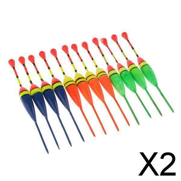 2X 12pcs Fishing Float Bobbers Wood Vertical Fishing Buoys Bait Indicators 11cm