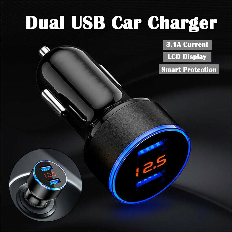 3.1A Dual USB Port Digital Car Cigarette Charger Lighter 12V/24V LED Voltmeter