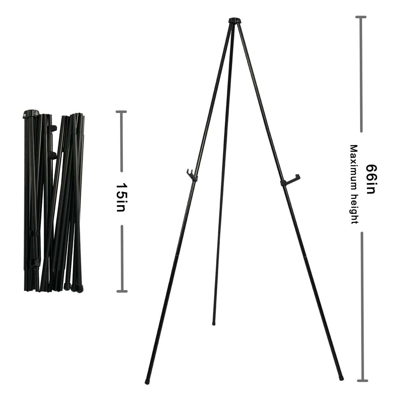 Folding Studio Painting Easel Tripod Display Stand Portable Black Steel