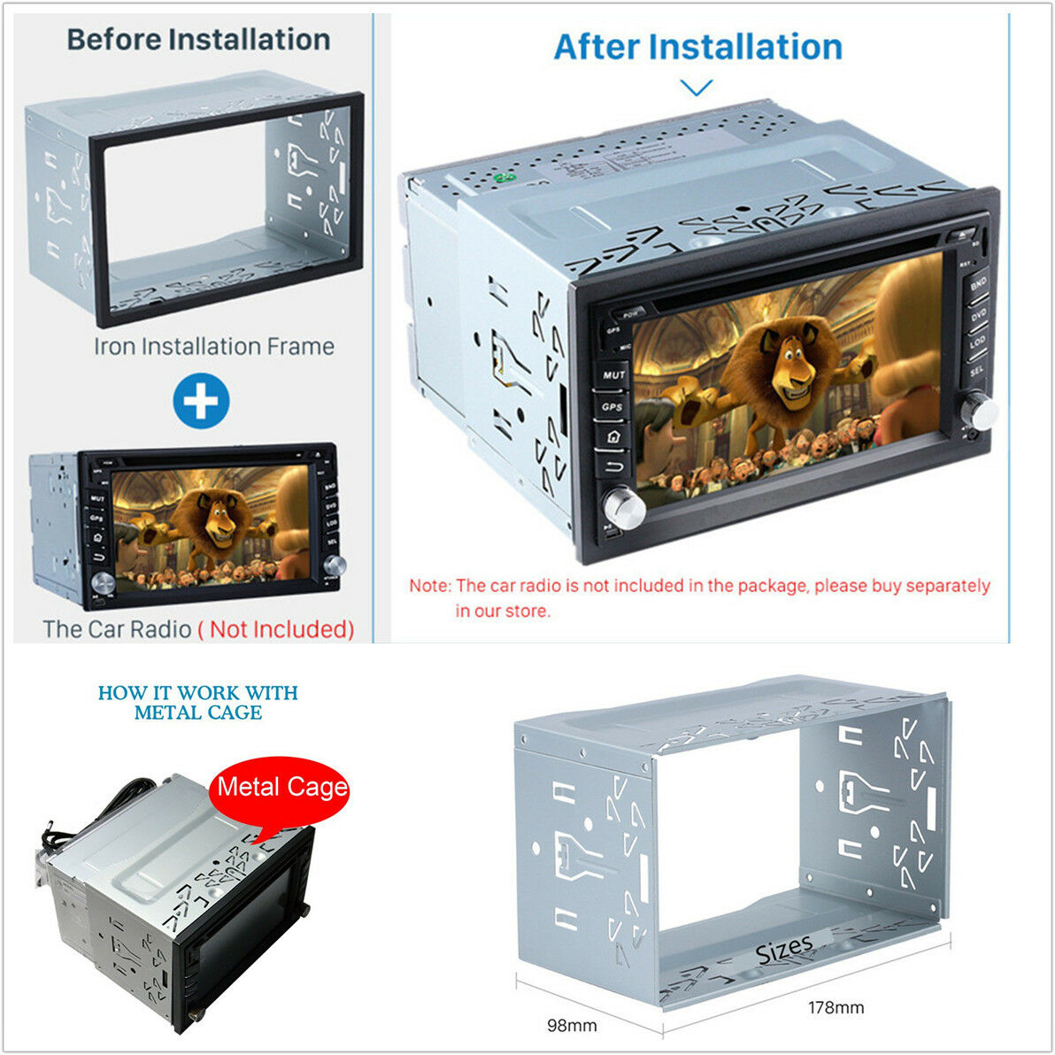 Universal 2Din Fascia Mounting Frame Dash Kit Car Radio Stereo DVD Installation