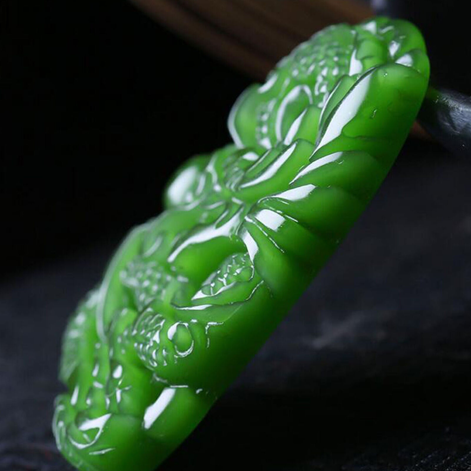 Burmese Grade A Jadeite Jade Dragon Pendant Necklace