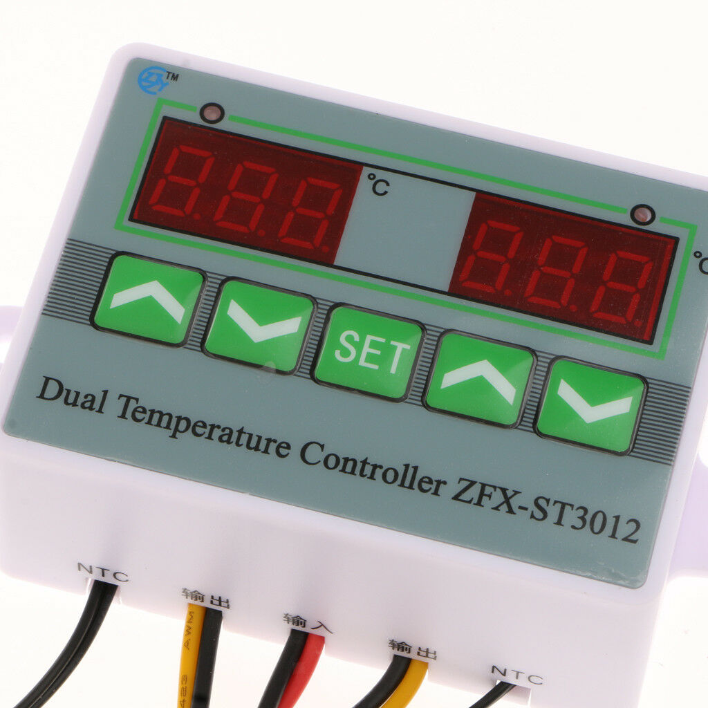 12V Dual Digital Temperature Controller Thermostat With 2Pcs Sensor Probe