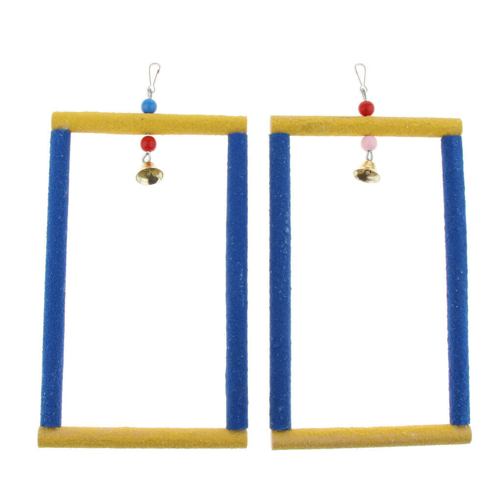 2x Pet Bird Cage Hanging Parrot Parakeet Stand Wood Swing Perch Ladder Sandy
