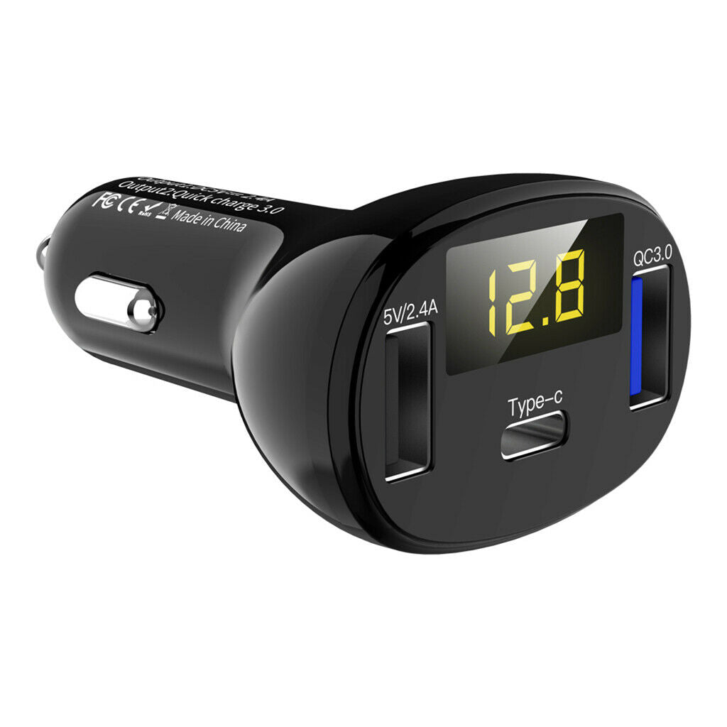 USB C Car Charger Kit Dual USB & Type-C Support QC3.0