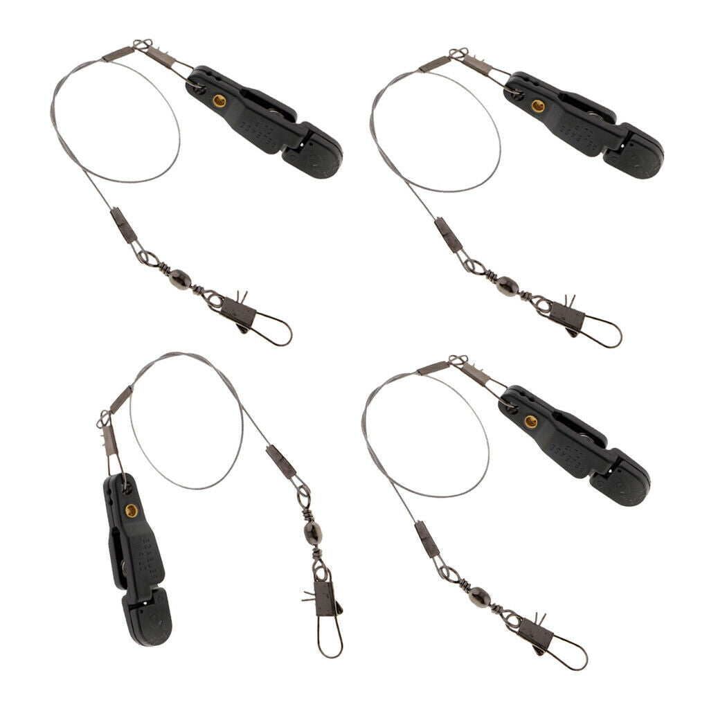 4pack Downrigger Release Clip 12" Leader & Cannonball Snap Power Grip Plus