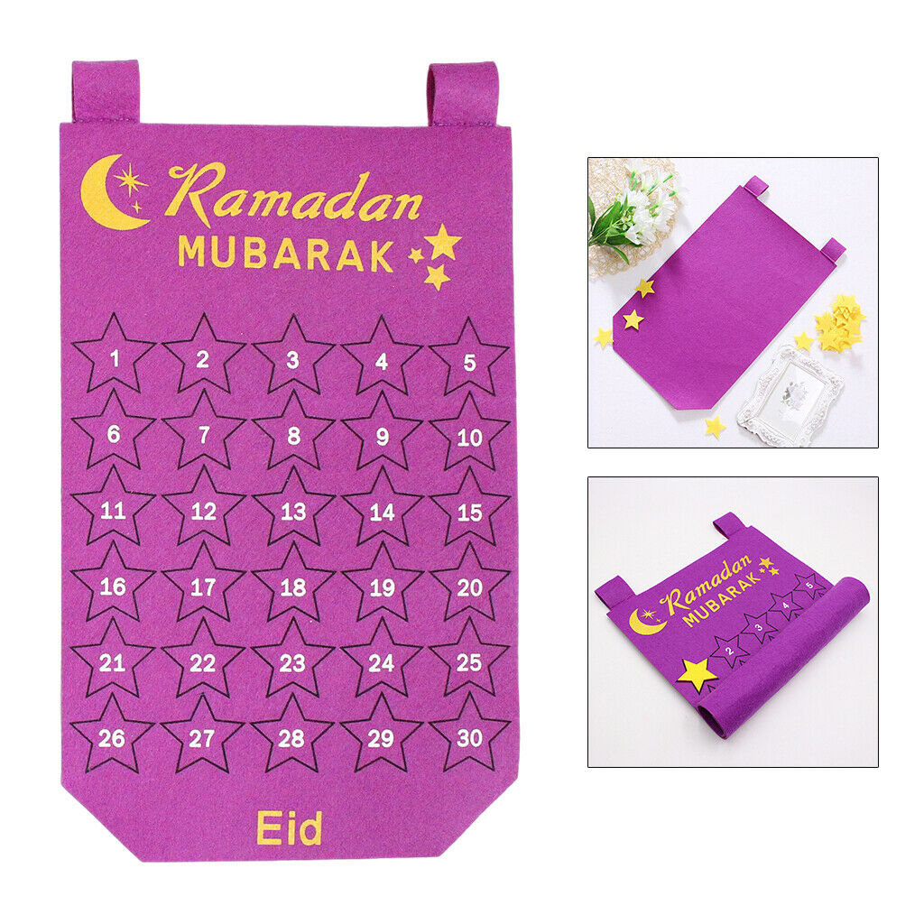 Eid Mubarak Advent Calendar Ramadan Decoration Supplies Gift Purple