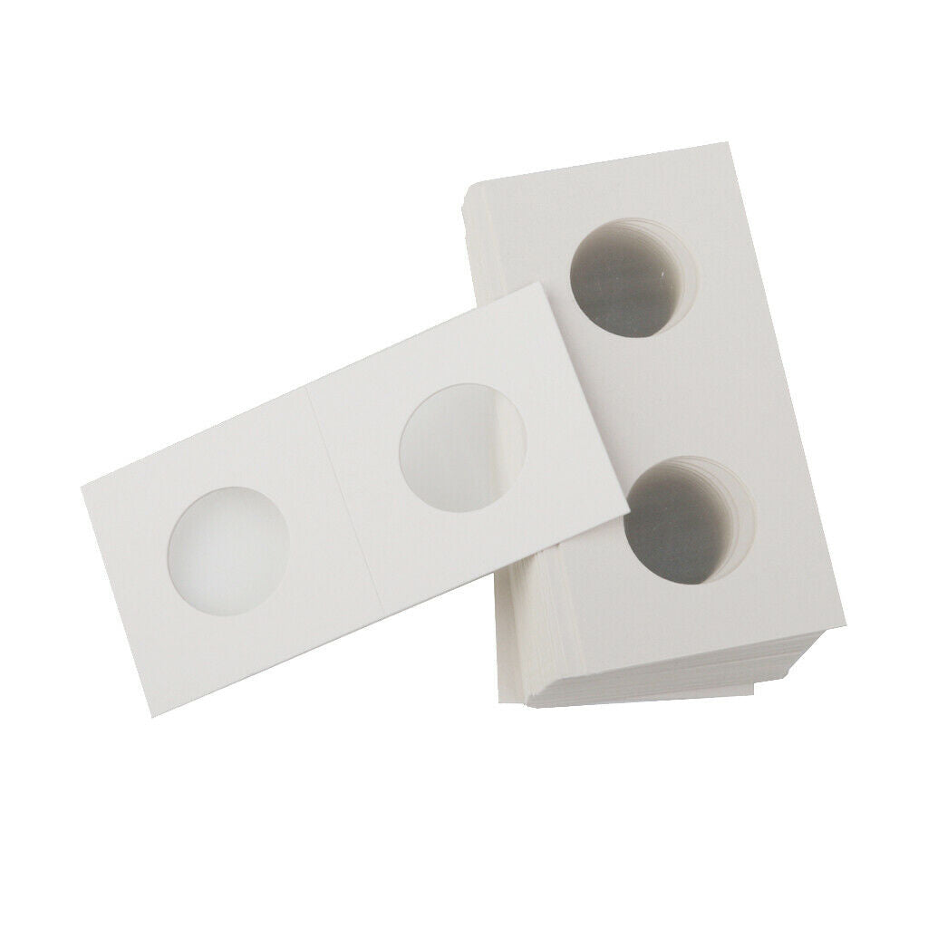 100X Cardboard Coin Holder Flip Mylar Coin Collection Case 27.5 / 35mm White