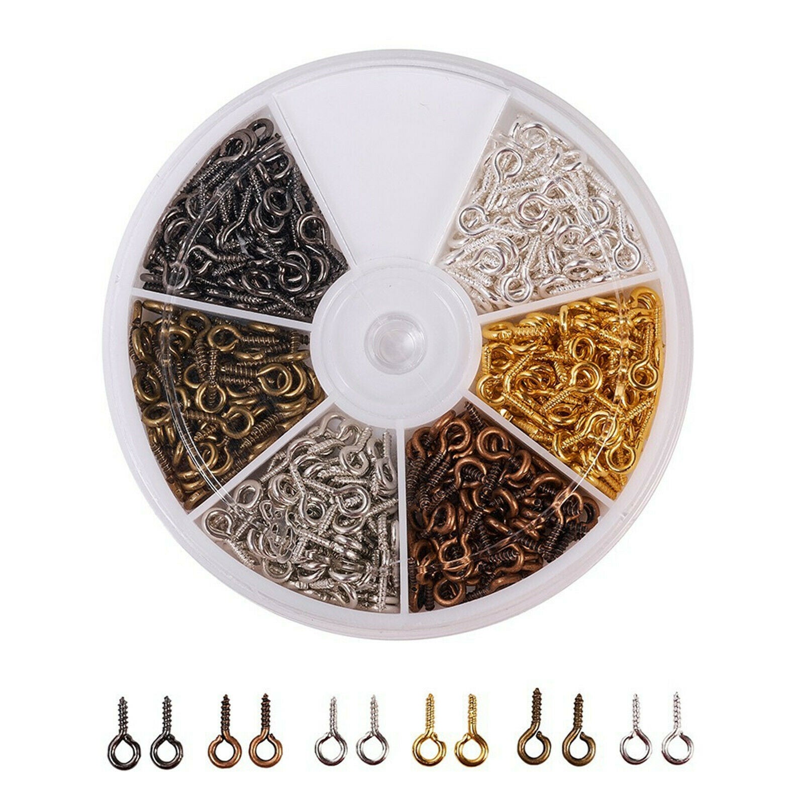 450pcs Mixed Colors Metal Iron Screw Eyepins Eyelets Jewelry Making DIY Findings