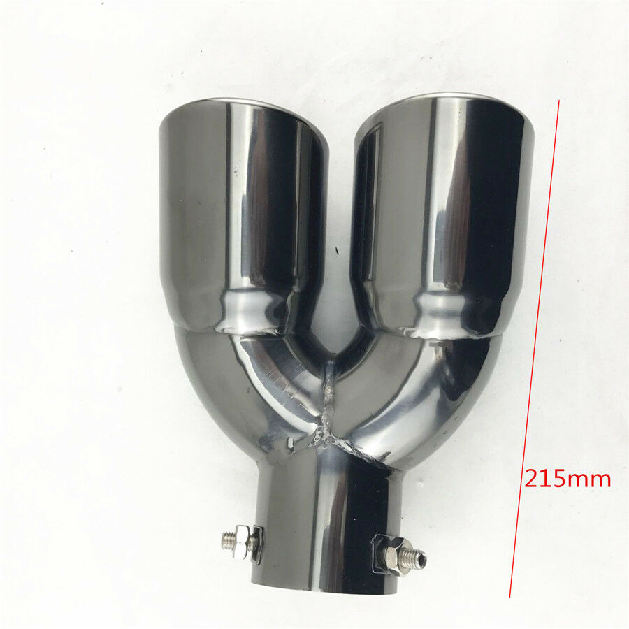 Titan Black Round Curved Dual Exhaust Tip 2.5" Inlet Angled Muffler Tail Pipe