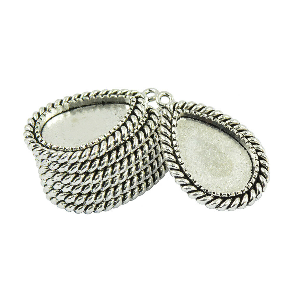 10Pcs Teardrop Tray Cabochon Setting Blank Bezel Pendant Base DIY Findings