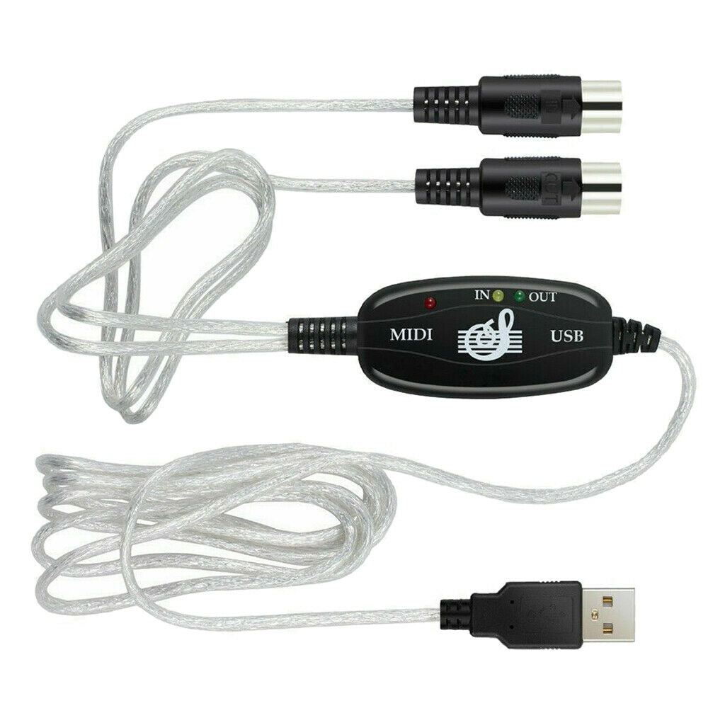 USB in-OUT MIDI Interface Cable Converter to PC Electronic Keyboard Adapter Cord