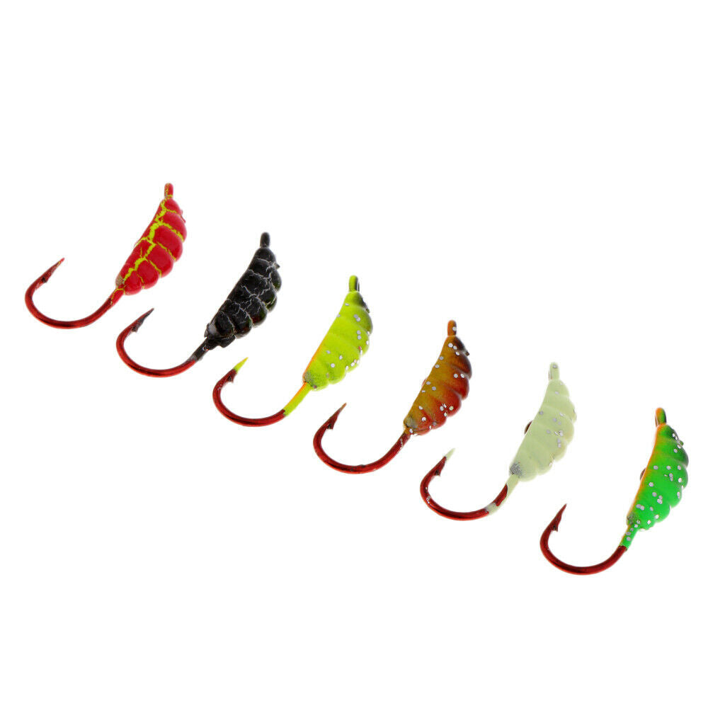 6Pcs/Set Winter Ice Fishing Hook Lure Lead Jig Head Hooks Baits Crank Hooks