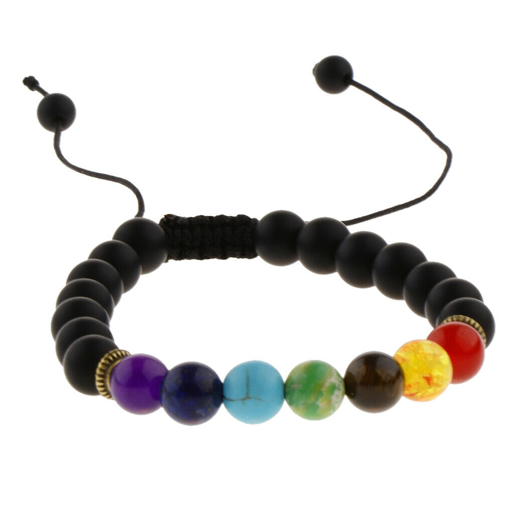 Stone Beads Bracelet Elastic Stretchy Yoga Bracelet Black Matte