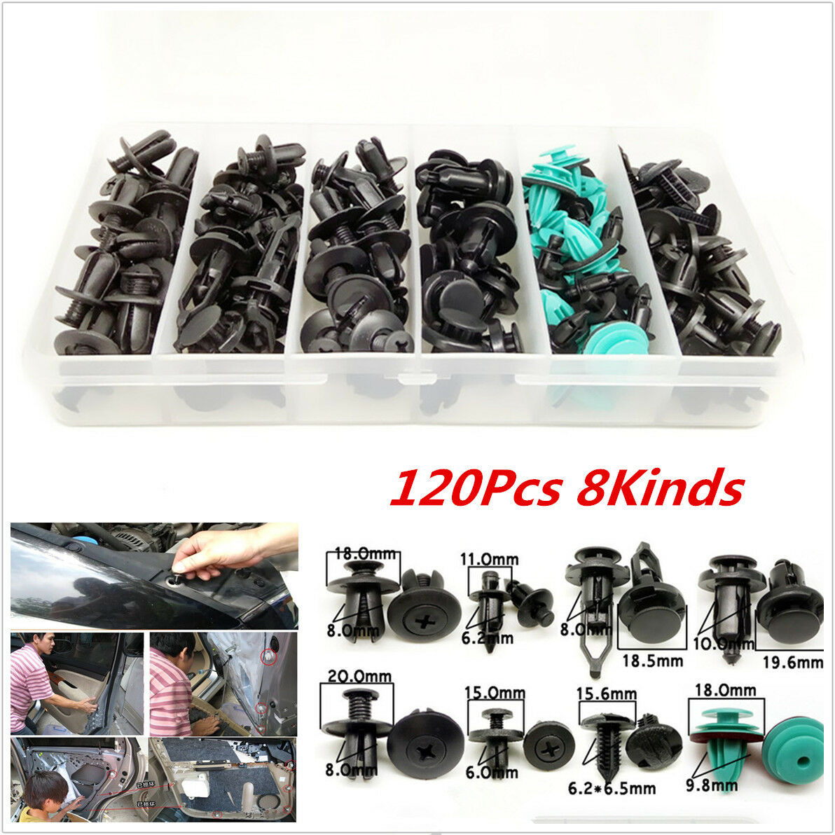 120xCar Fastener Clips Car Door Panel Interior Lining Bumper Cover Fender Rivets