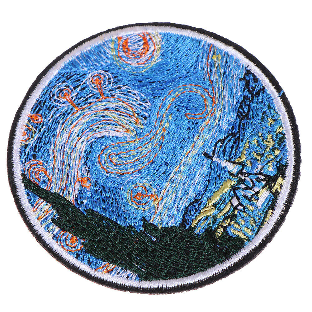 The star night painting embroidery iron on patches DIY clothes applique s.l8