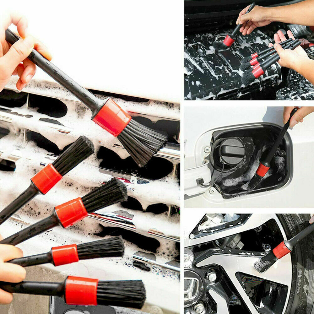5PCS Car Detailing Brush Kit Plastic Vehicle Auto Interior for Wheel Clean Tool