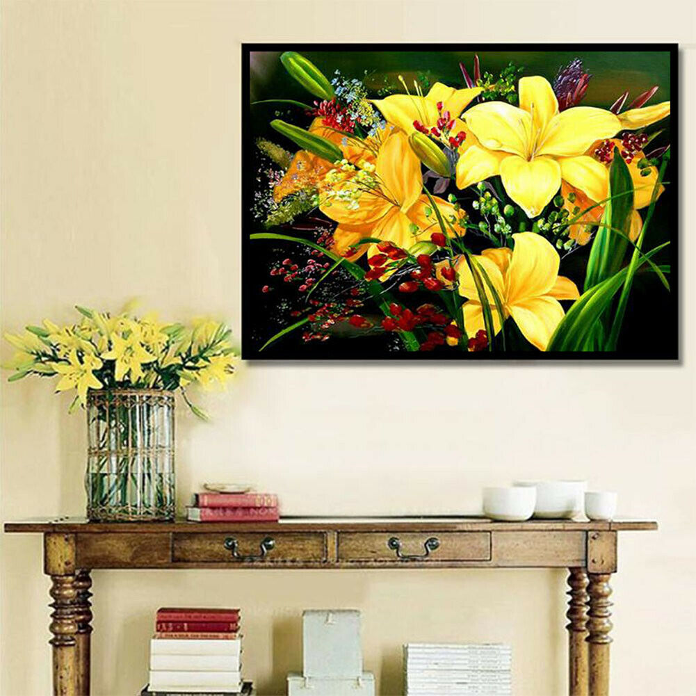 Lily DIY Full Drill Round Diamond Painting Embroidery Kit Cross Stitch Set  @
