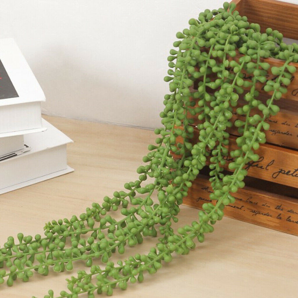 2x Artificial Flower String of Pearls Wall Hanging Succulents Plants Green