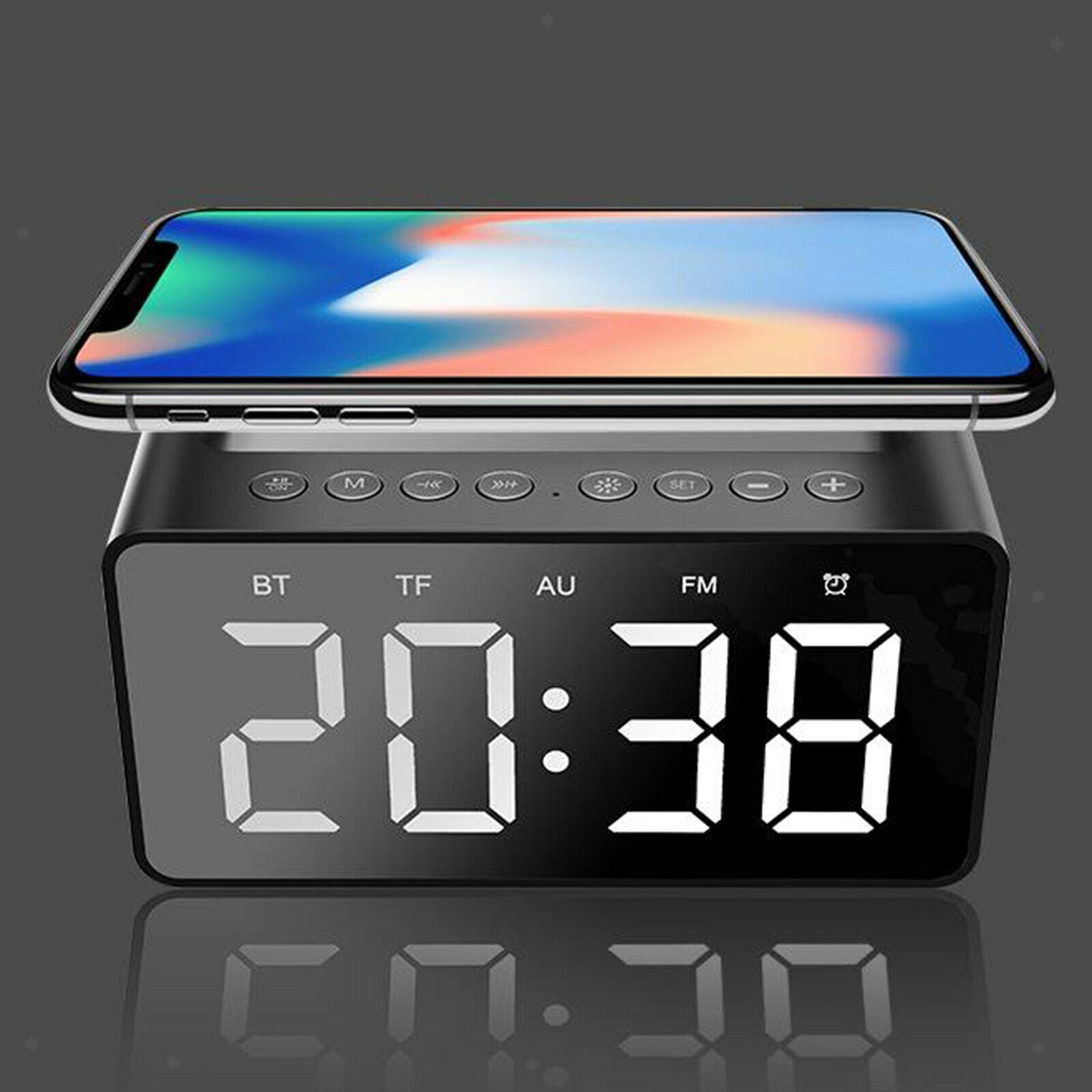 Bedside Radio Alarm Clock with USB Charger, Bluetooth Speaker, Wireless
