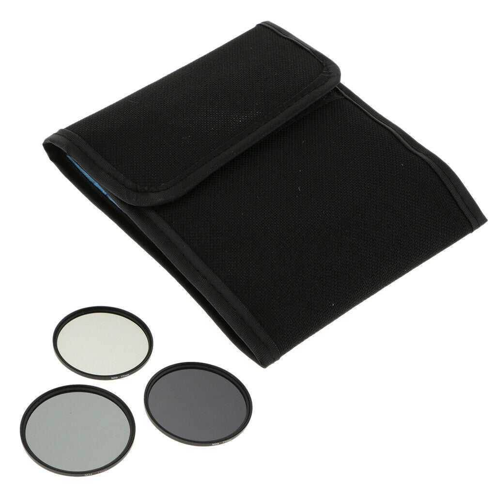 77mm Professional ND2 ND4 ND8 Lens Filter&Pouch for Lenses with 77mm Thread