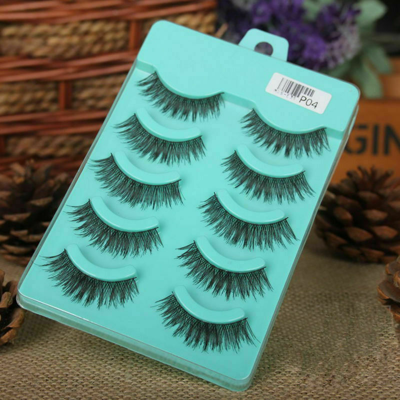 5 Pair Natural Eye Lashes Handmade Messy Cross False Eyelashes Makeup Long Black