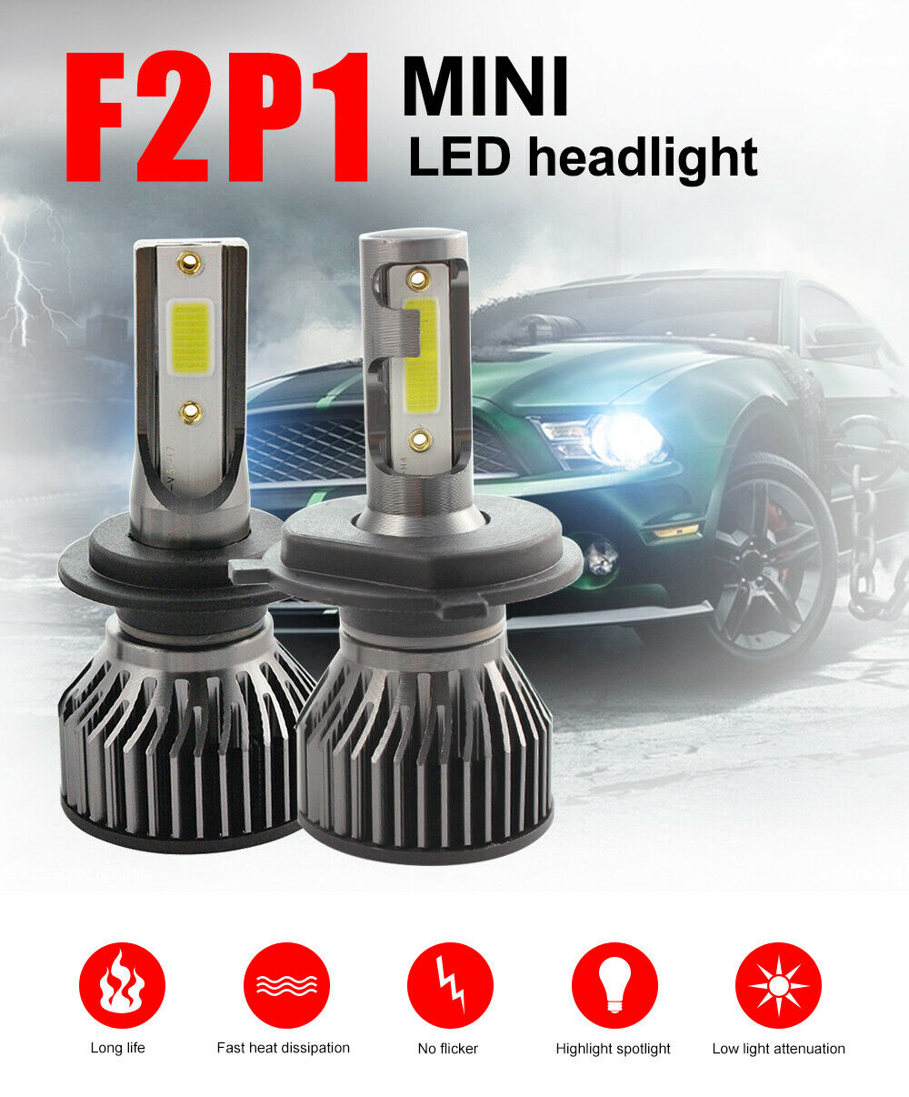 1Pair Car  Auto 5202 Mini Led Headlights Headlamps 72W/Set 16000LM 6000K White
