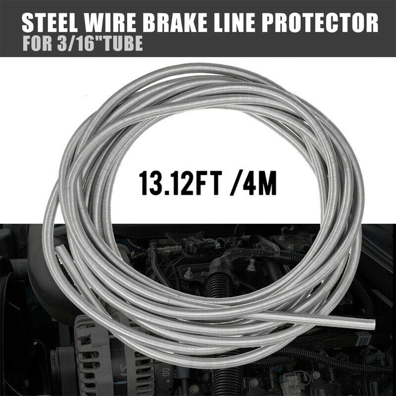 4m Steel Wire Brake Line Protector Gravel Guard Spring Tool For 3/16" Tube Hose
