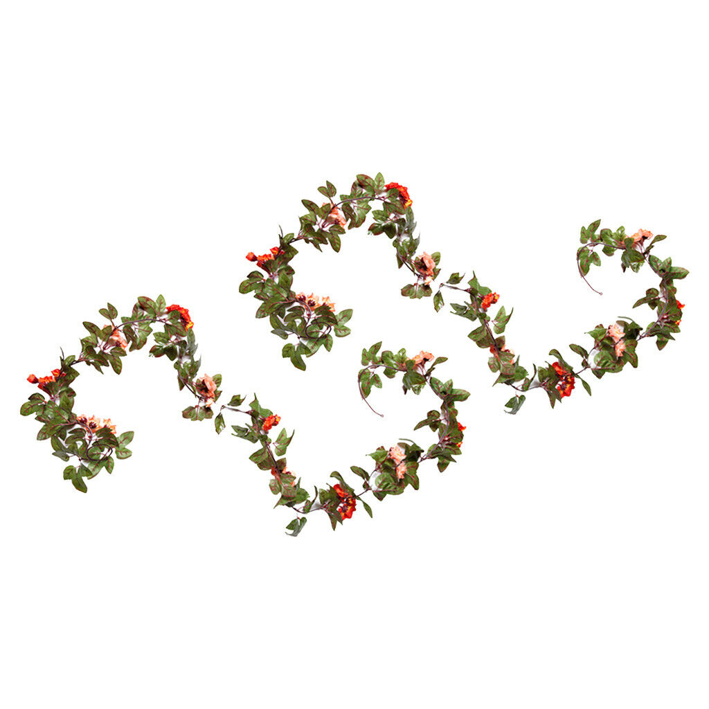 2pcs Vivid Color Vine Flowers Garland Silk Flower Garland Wall Hanging Art