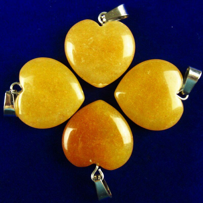 10pcs 20x20x6mm Natural Yellow Aventurine Heart 40g Pendant Bead A-22SK