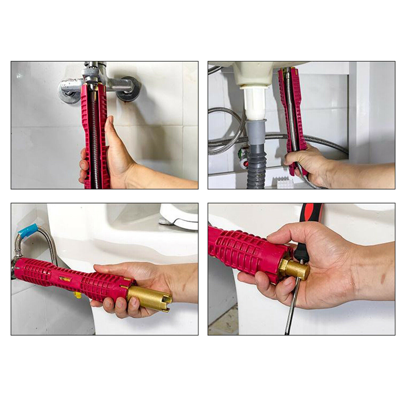2x Multi-purpose Faucet Sink Installer Toilet Bowl Plumber Wrench Spanner 8 in 1