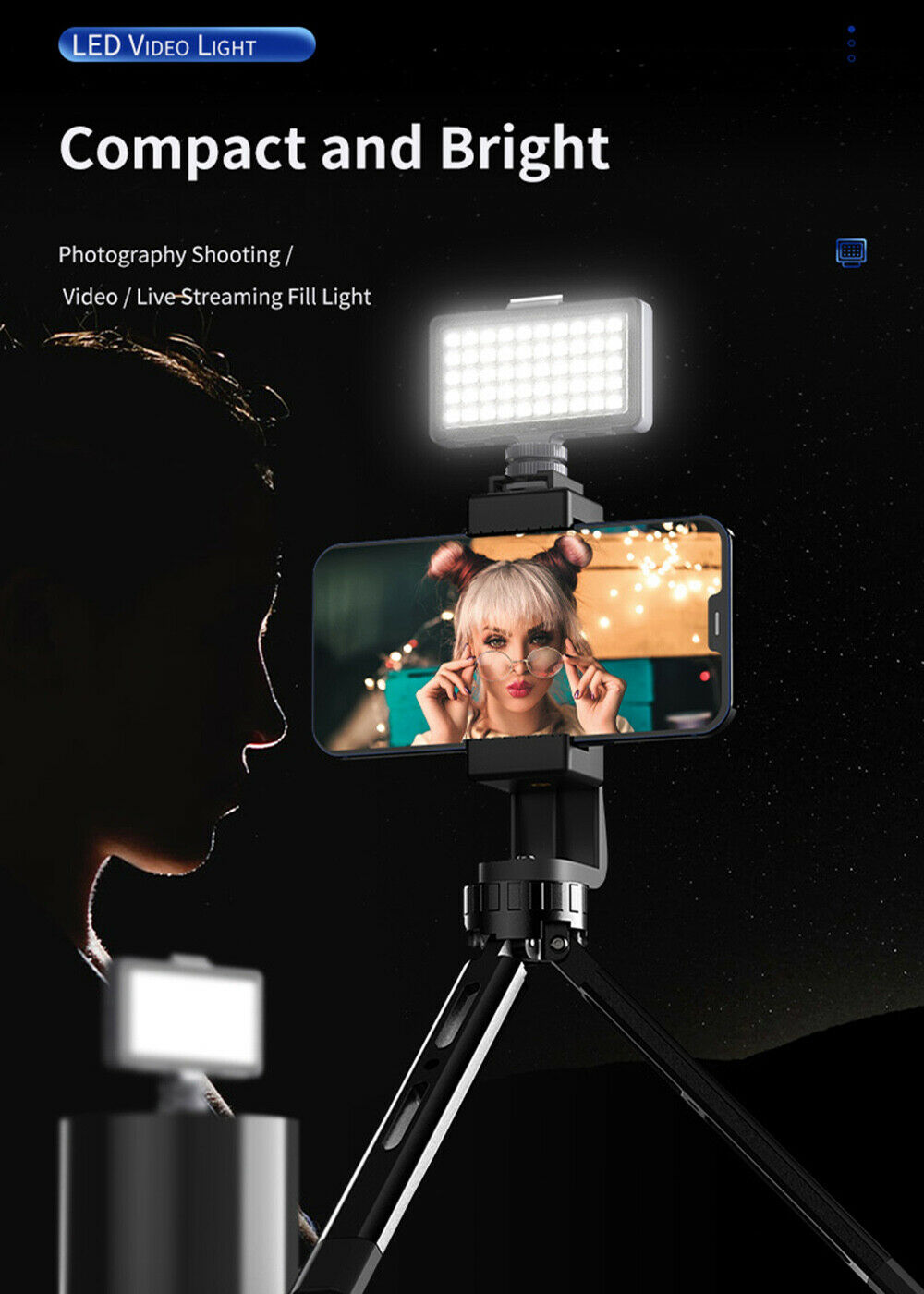 Telesin Dimmable 50 LED Video Fill Light Lamp For iPad Phone Camera Live FG