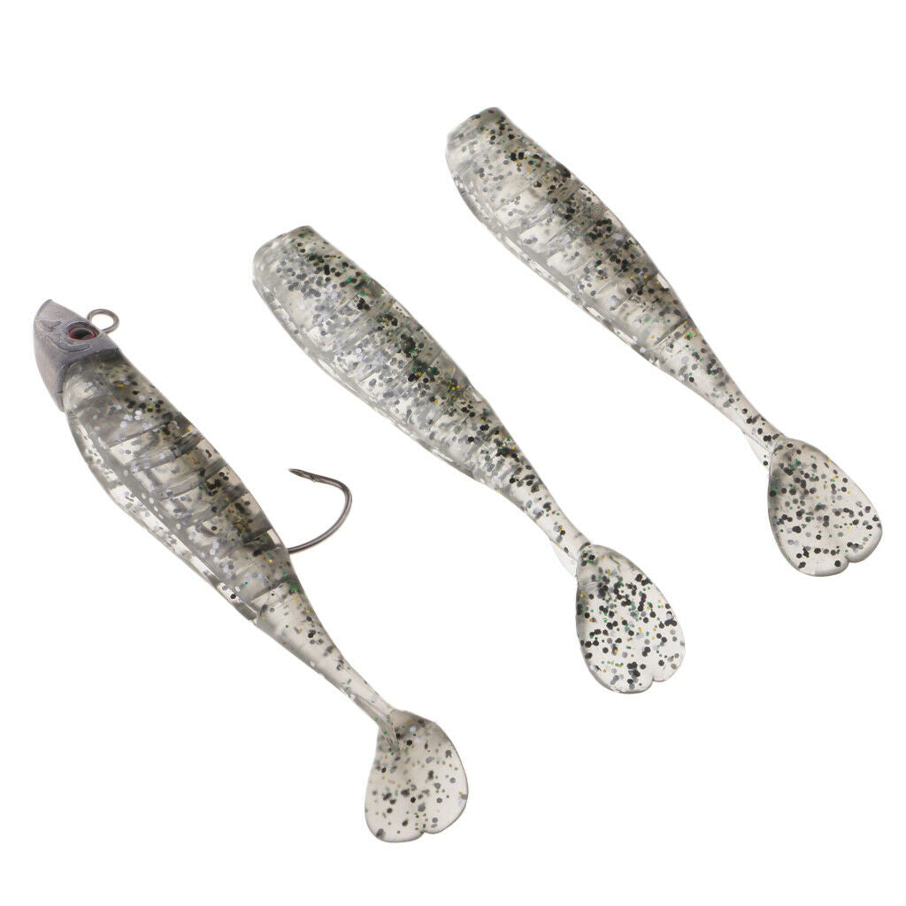 Ultra Shad Jig Head Paddle Tail Swimbait Soft Fishing Lure Bait Black