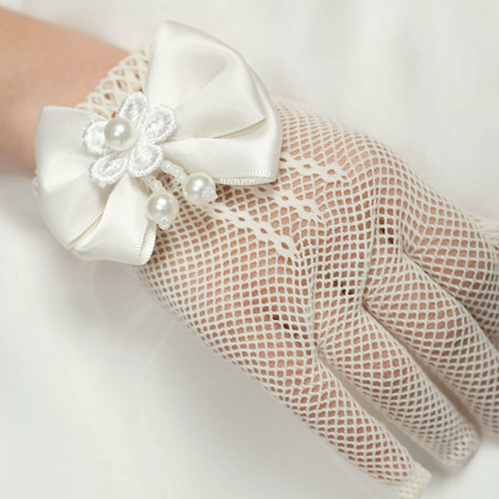 1 Pair Wedding Party Constume Communion Flower Girl Gloves Bridesmaid Gauze