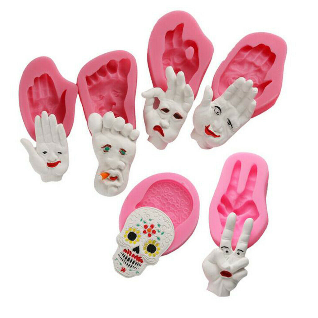6 piece Halloween cake decoration palm geek smiling old woman hoe