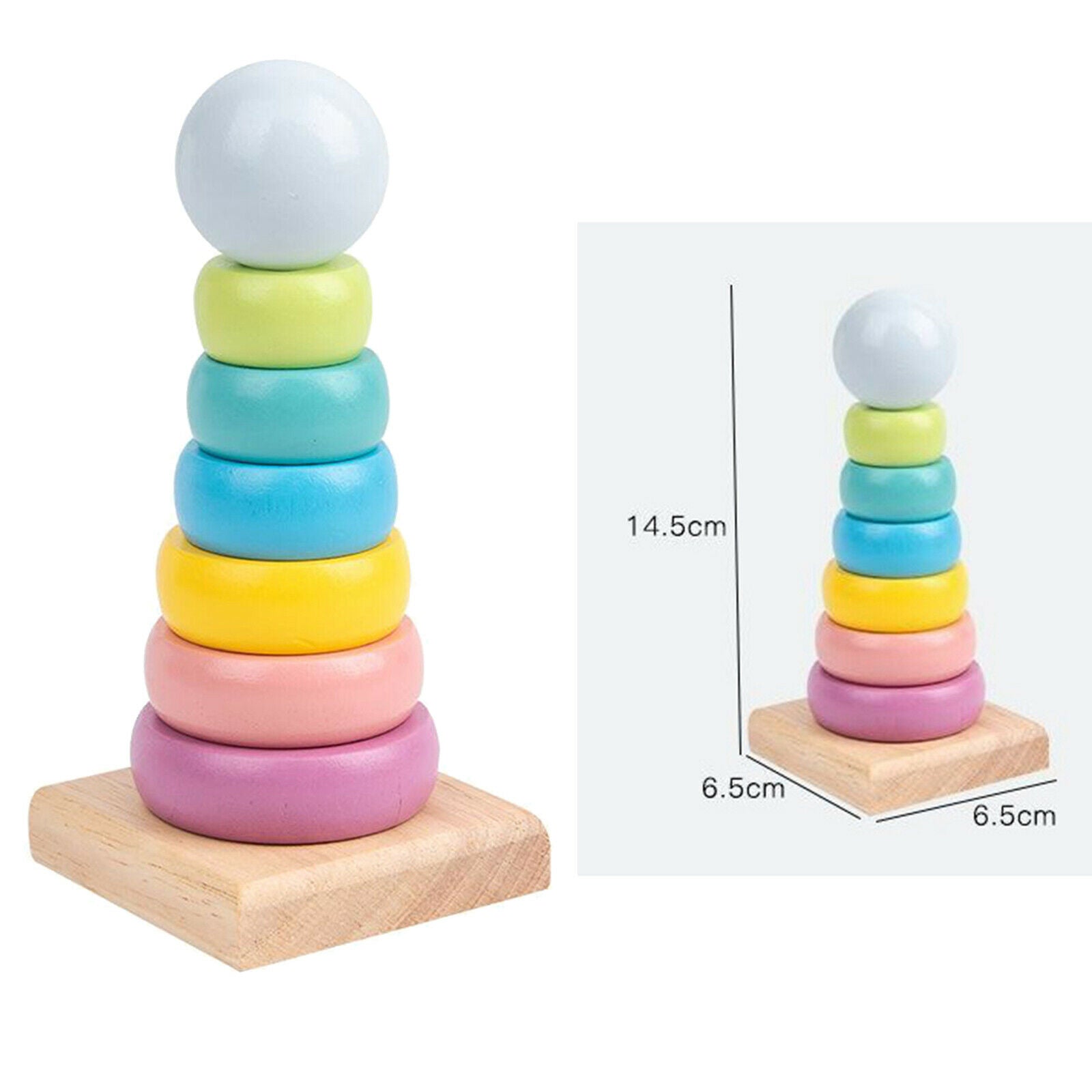 2xWooden Colorful Building Stacking Blocks Baby Kids Educational Montessori Toys