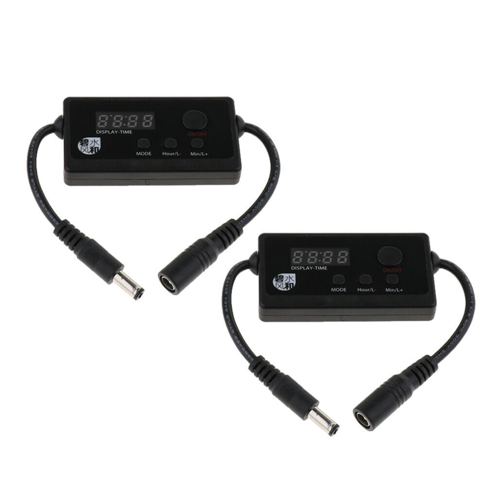 2pcs DC 5.5mm Lock Connector Multi Function LED Light Dimmer Timer for Fish Tank