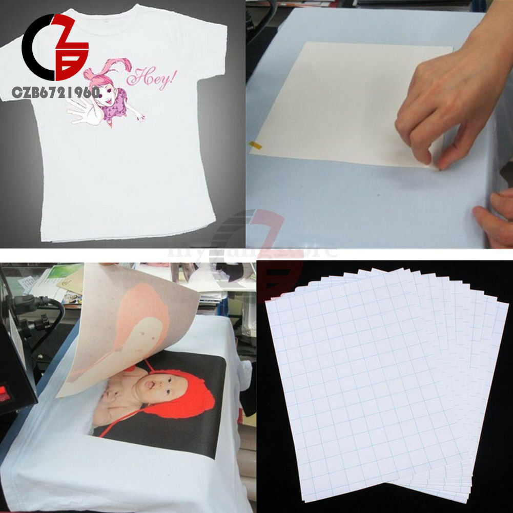 10Pcs T-Shirt Print Iron-On Heat Transfer Paper Sheets DIY T-Shirt Print