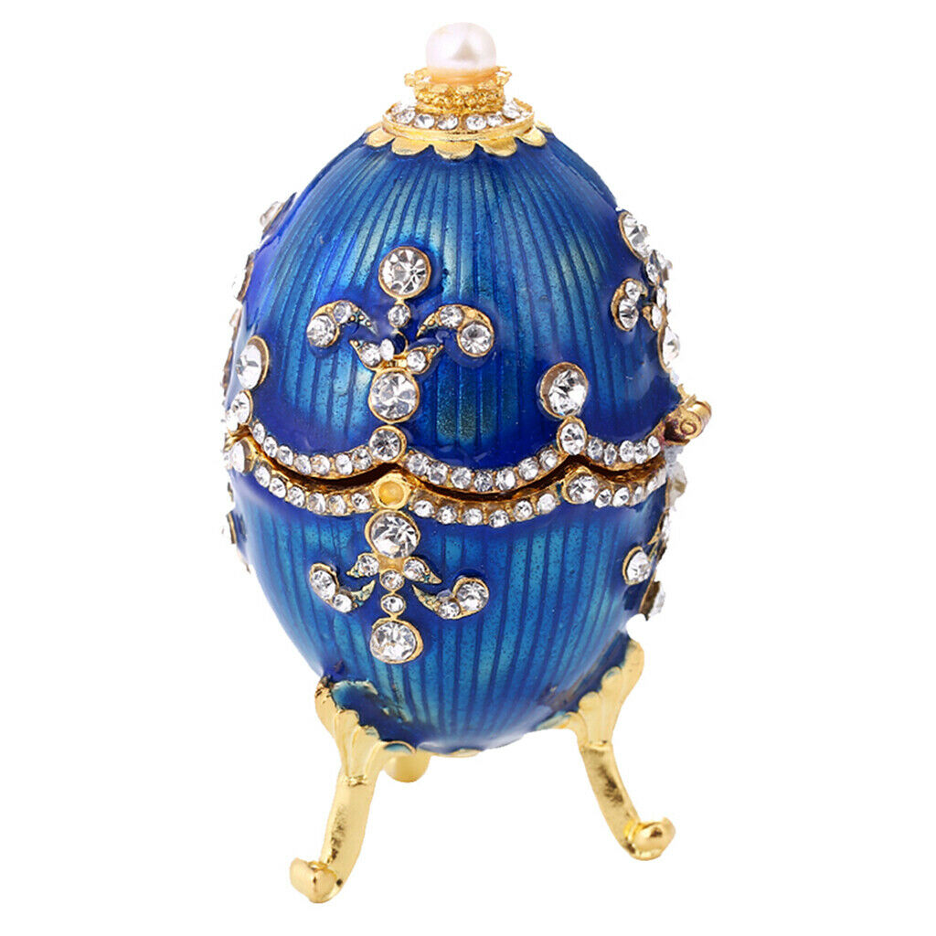 Blesiya   Blue   Enamel   Faberge   Easter   Egg   Jewelry   Box