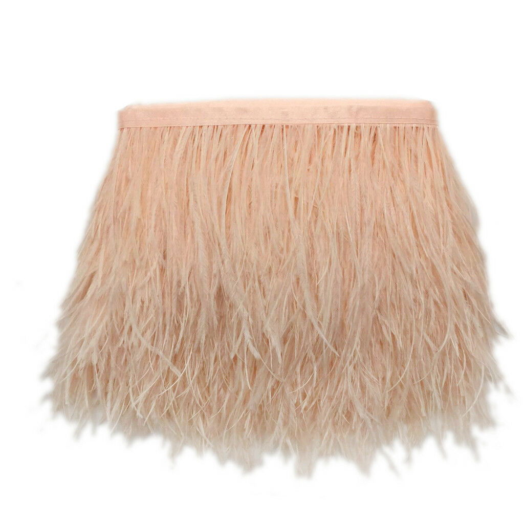 2 Yards 10-15cm Ostrich Fluffy Feather Fringe Trim Sewing Costume Millinery