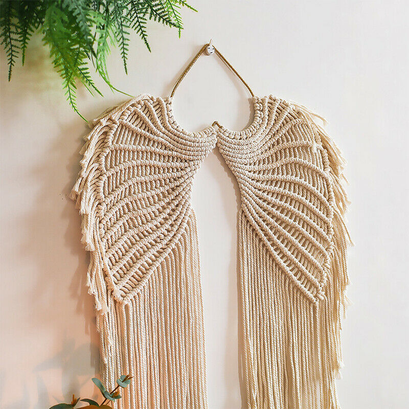 Macrame Wall Hanging Boho Tapestry Angels Wing Woven Bohemian Wall De JYDFAU